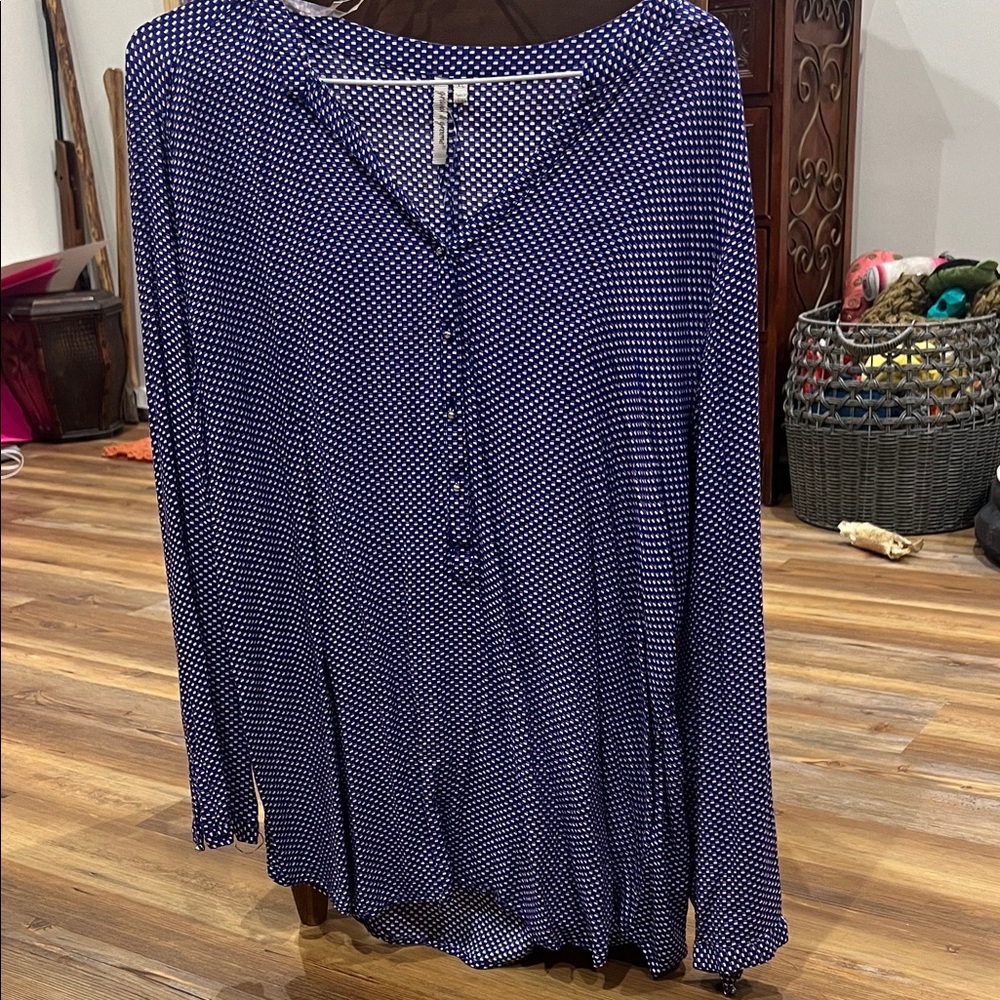 Grand & Greene Navy Polka Dot Blouse